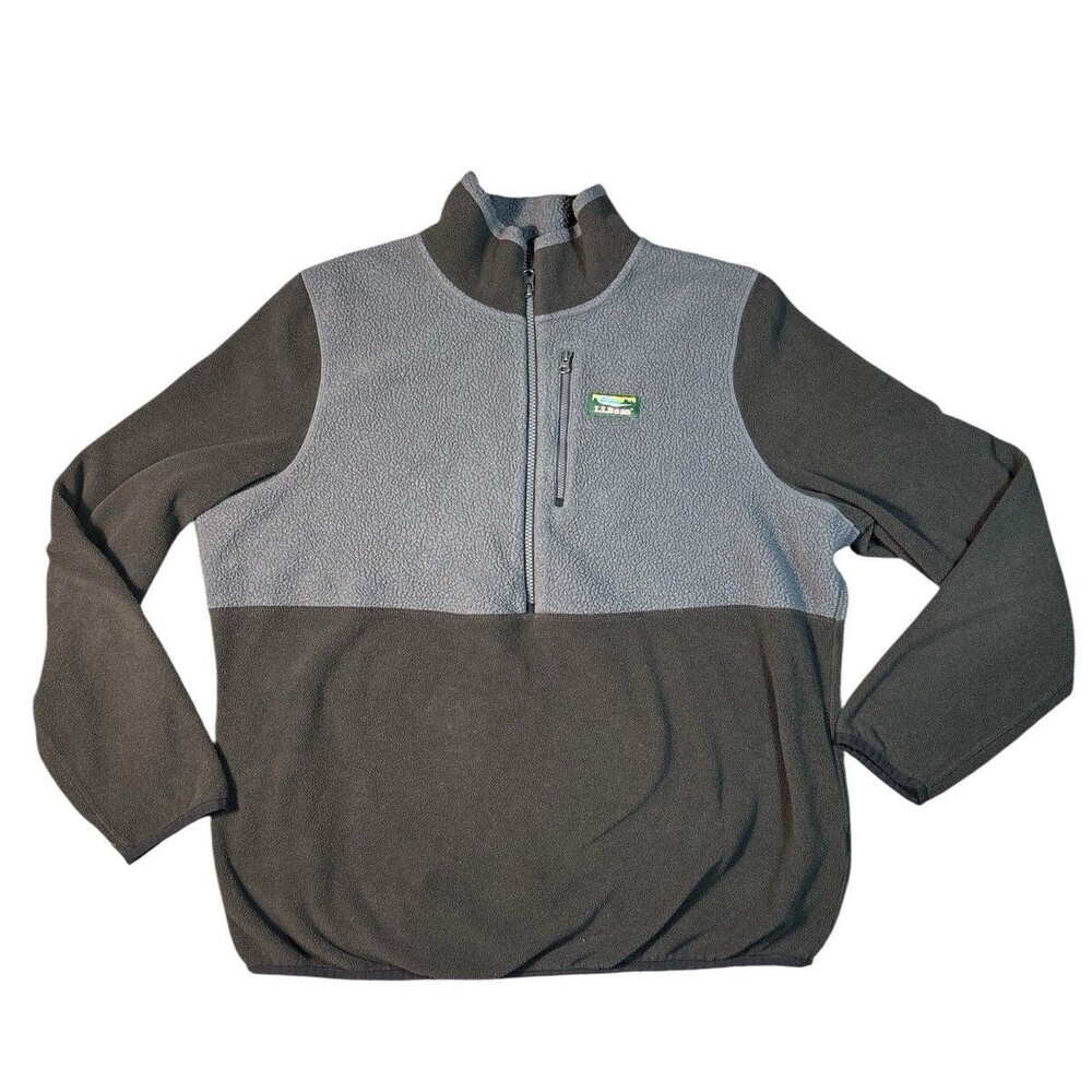 LL Bean Women's Black Gray Colorblock Half Zip Pull over Jacket‎ Size XL